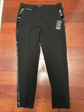 Adrianna Papell Black Tailored Dress Pants with Satin Side Stripe